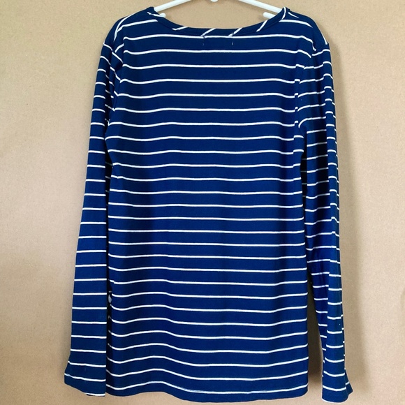 Girls size 8 Btween navy blue and white striped long sleeved top with - Picture 2 of 5